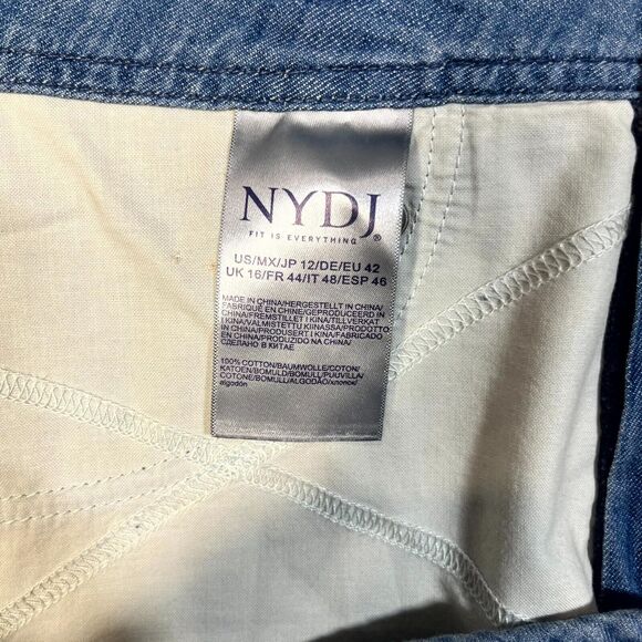 NYDJ Jeans Women's 12 Blue Wide Leg Stretch Denim Lift Tuck Technology Flare 70s - Picture 8 of 10